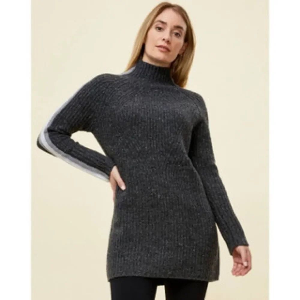 Krimson Klover Brandy Charcoal Grey Wool Mock Neck Tunic Swearer Size XL